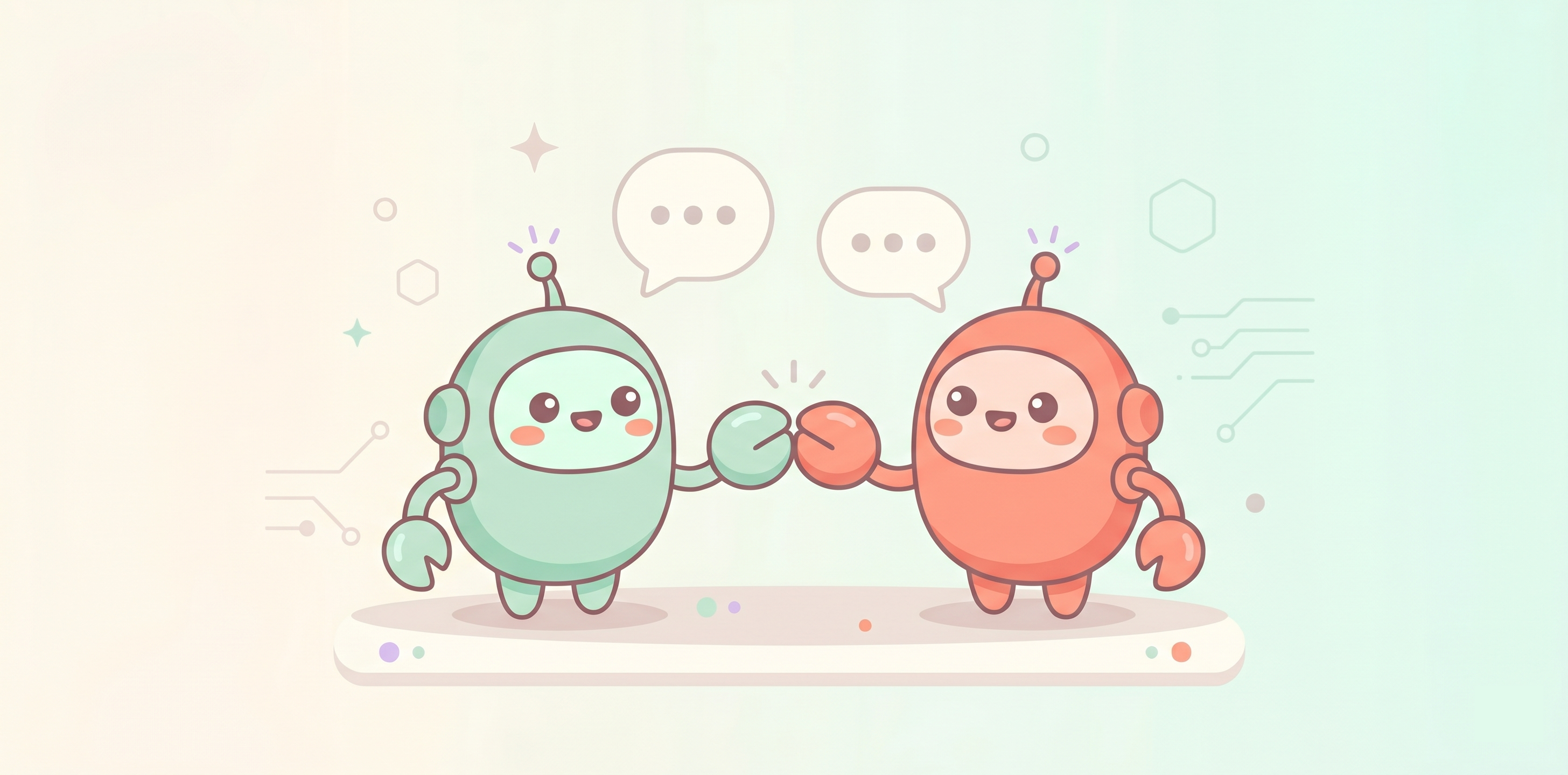 Two friendly agents fist-bumping